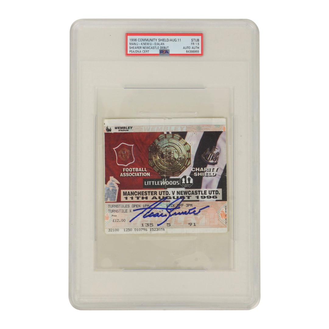 Alan Shearer Signed 1996 Newcastle United Debut Match Ticket – PSA 1.5